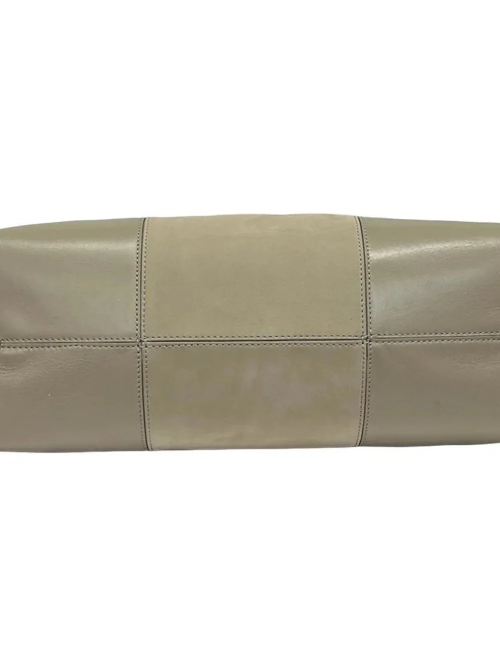 TORY BURCH Gray Beige Leather Nubuck Tote Bag